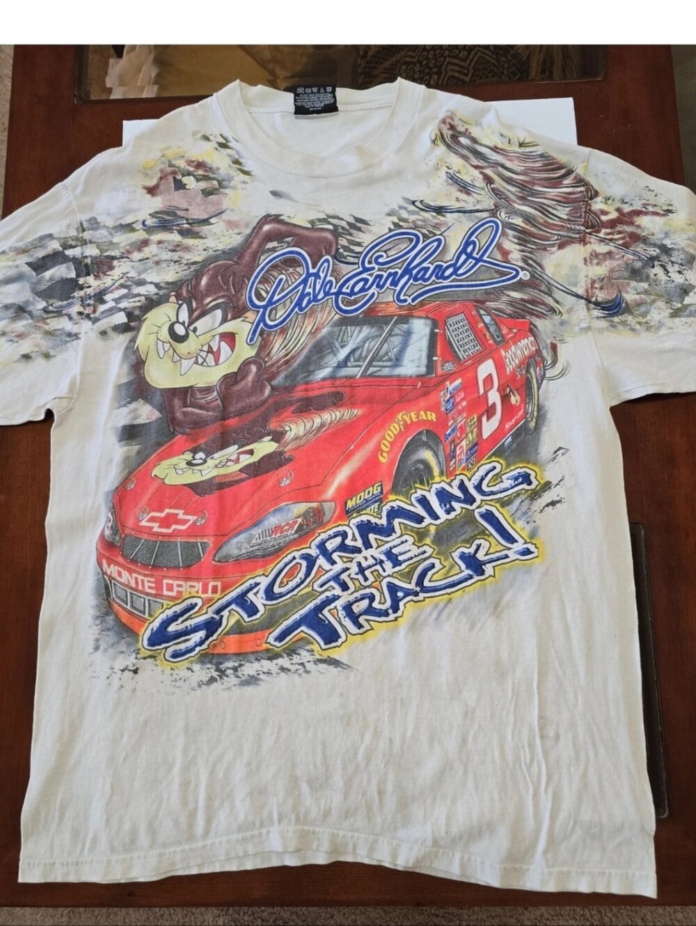 Vintage Y2K Mens Chase Authentics Tee with Dale Earnhardt And Taz Graphic Size L
